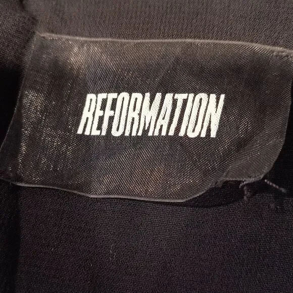 Reformation Black Mini Dress with Pink Floral Pattern - Picture 5 of 6